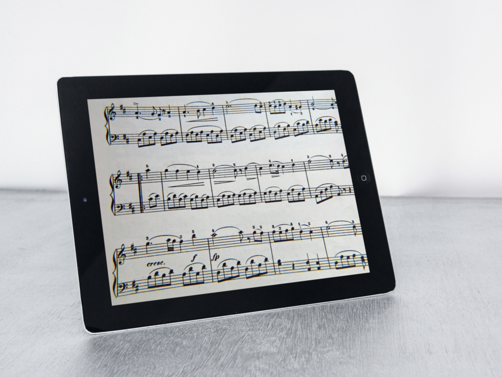 Flute sheet music on an ipad